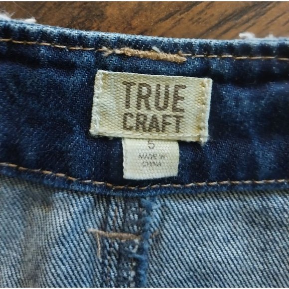 True Craft Denim Jean Distressed Cotton Mini Skirt Sz 5 - Picture 5 of 10